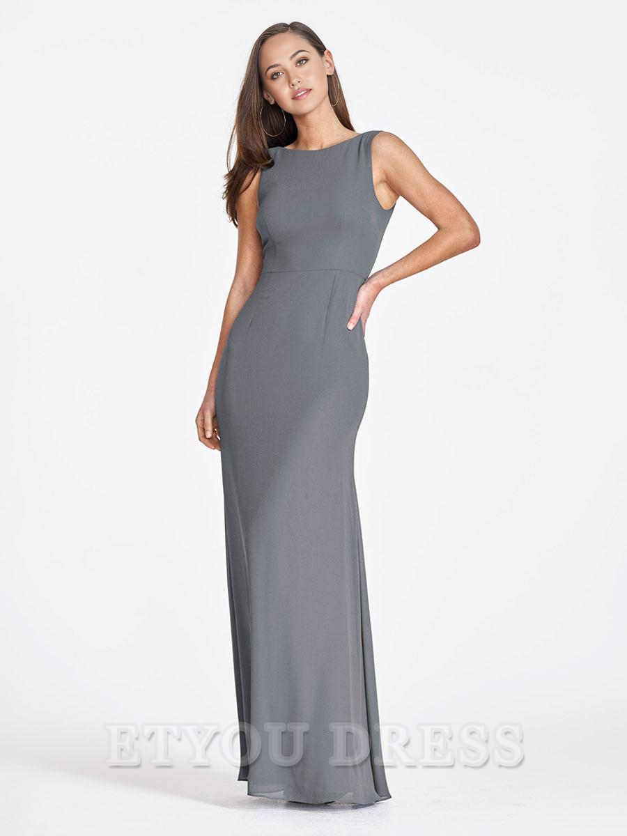 Sheath Sleeveless Chiffon Floor-Length formal dresses Bridesmaid Dresses evening gown Prom Dress